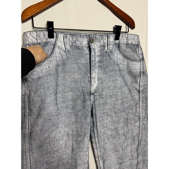 ZARA WOMENS COLLECTION TAPERED COATED MID-RISE Wide Barrel Leg Jeans Size 12 - Picture 5 of 15